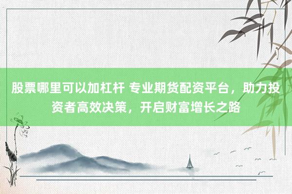 股票哪里可以加杠杆 专业期货配资平台，助力投资者高效决策，开启财富增长之路